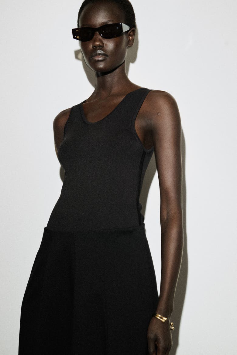 Sculptural Jersey Midi Skirt, Alternate, color, BLACK