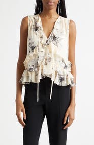 Cinq à Sept Floral Ariette Tiered Ruffle Trim Top