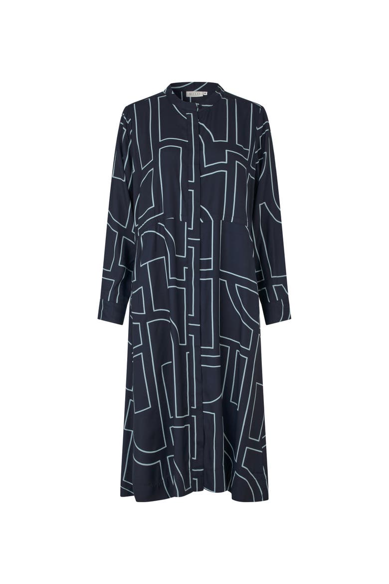 Nataly Long Sleeve A-Line Midi Dress, Alternate, color, Navy Blazer