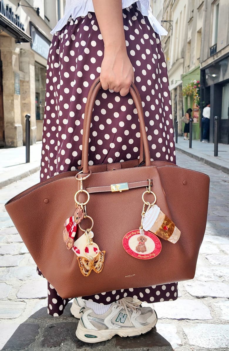 Solar Eclipse Hand Painted Mini Ace Key Chain Bag Charm, Alternate, color, Beige