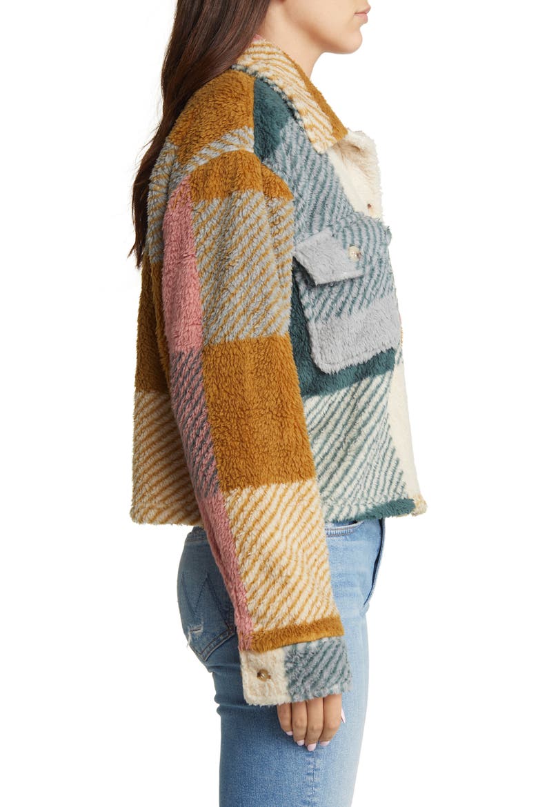 Crop Fleece Shirt Jacket, Alternate, color, MULTI CHECK PLAID