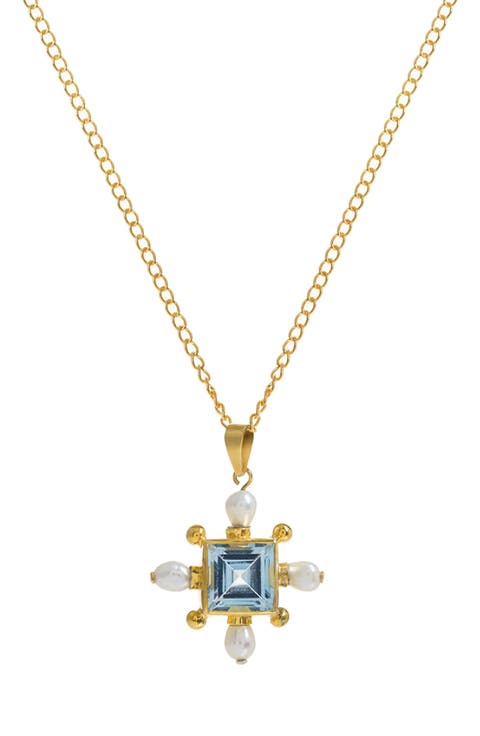 Blue Topaz Cross Necklace