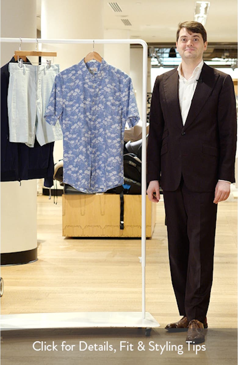 Kyoto Spring Floral Short Sleeve Cotton Blend Button-Down Shirt, sales video thumbnail