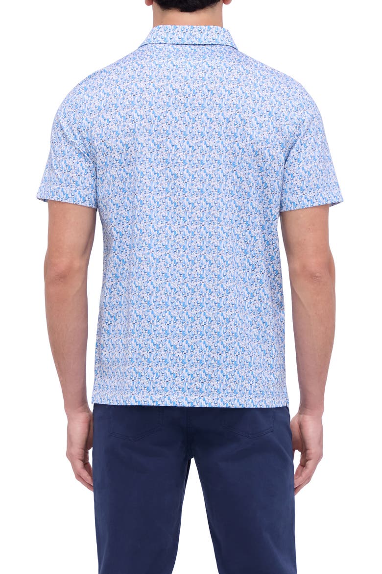 Victor OoohCotton® Barware Print Polo, Alternate, color, SAPPHIRE