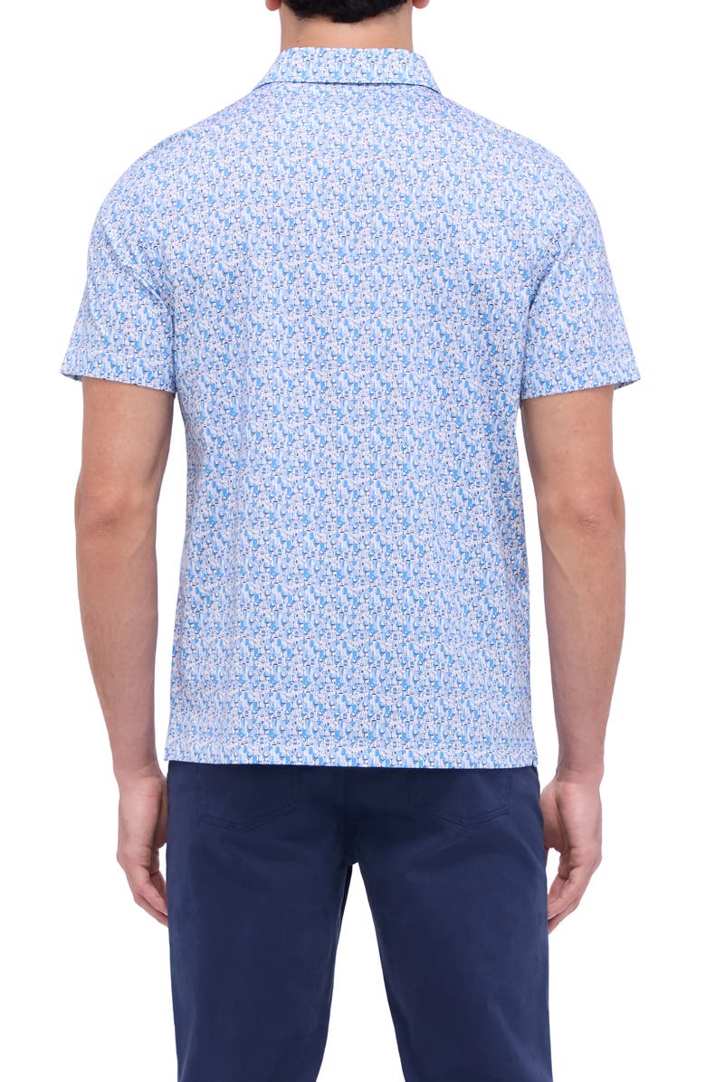 Bugatchi Victor OoohCotton<sup>®</sup> Barware Print Polo, Alternate, color, Sapphire