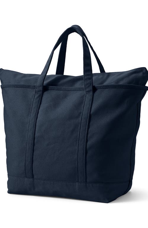 Lands' End Zip Top Canvas Tote Bag In Radiant Navy