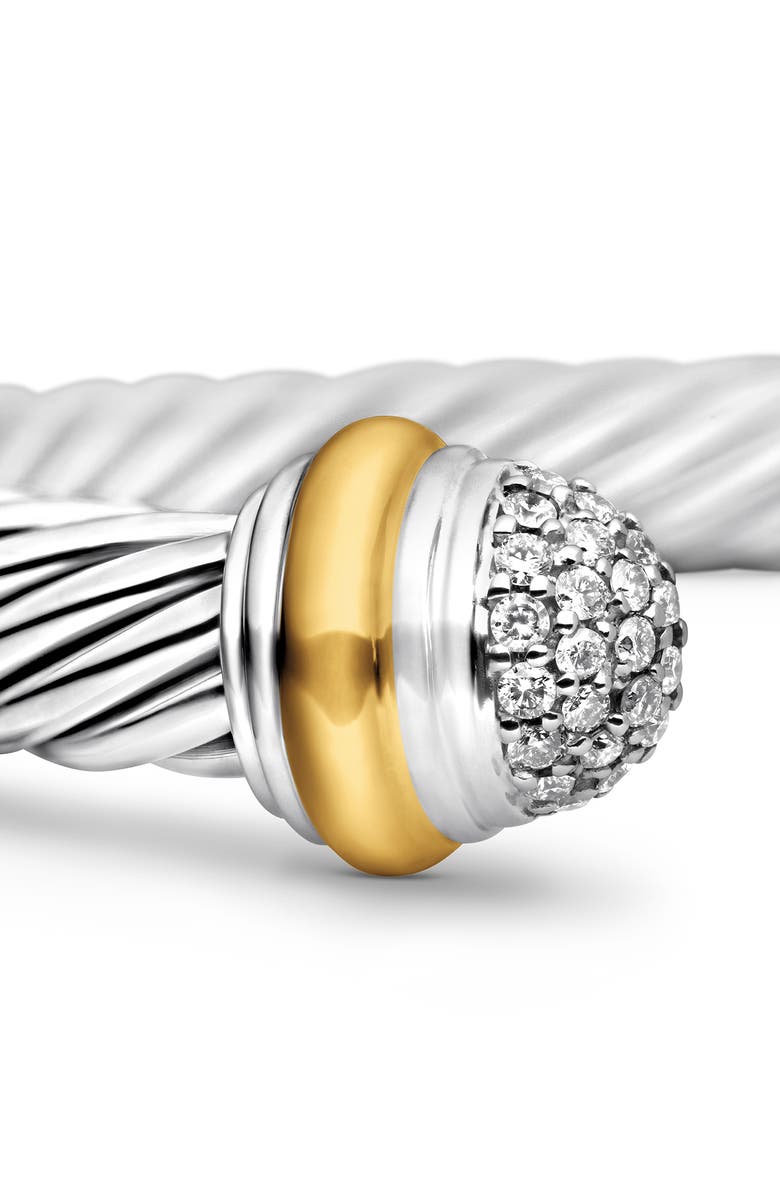 David Yurman Cable Classics Bracelet with Diamonds and 18K Gold, 7mm, Alternate, color, Silver With 18K Gold/Diamond