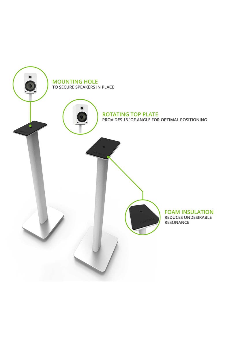 SP26PL 26" Bookshelf Speaker Stands with Rotating Top Plates and Cable Management - Pair, Alternate, color, White