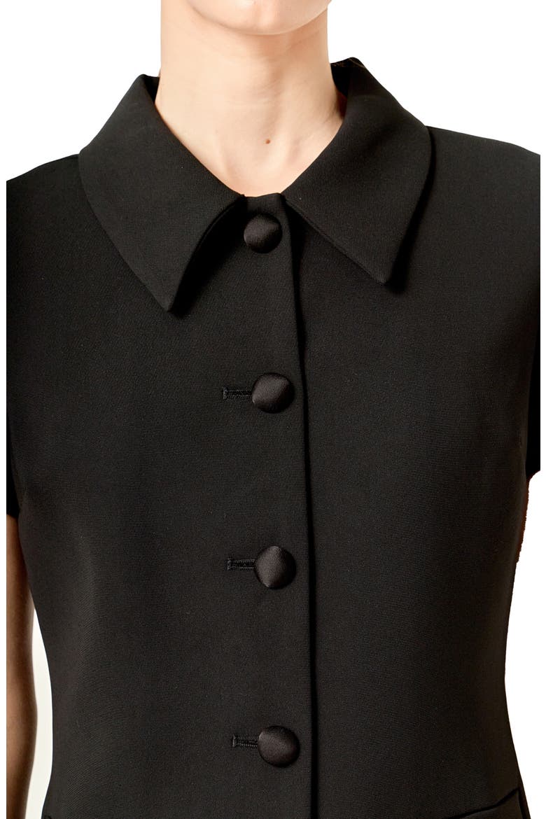 Velvet Button Mini Shirdress, Alternate, color, BLACK
