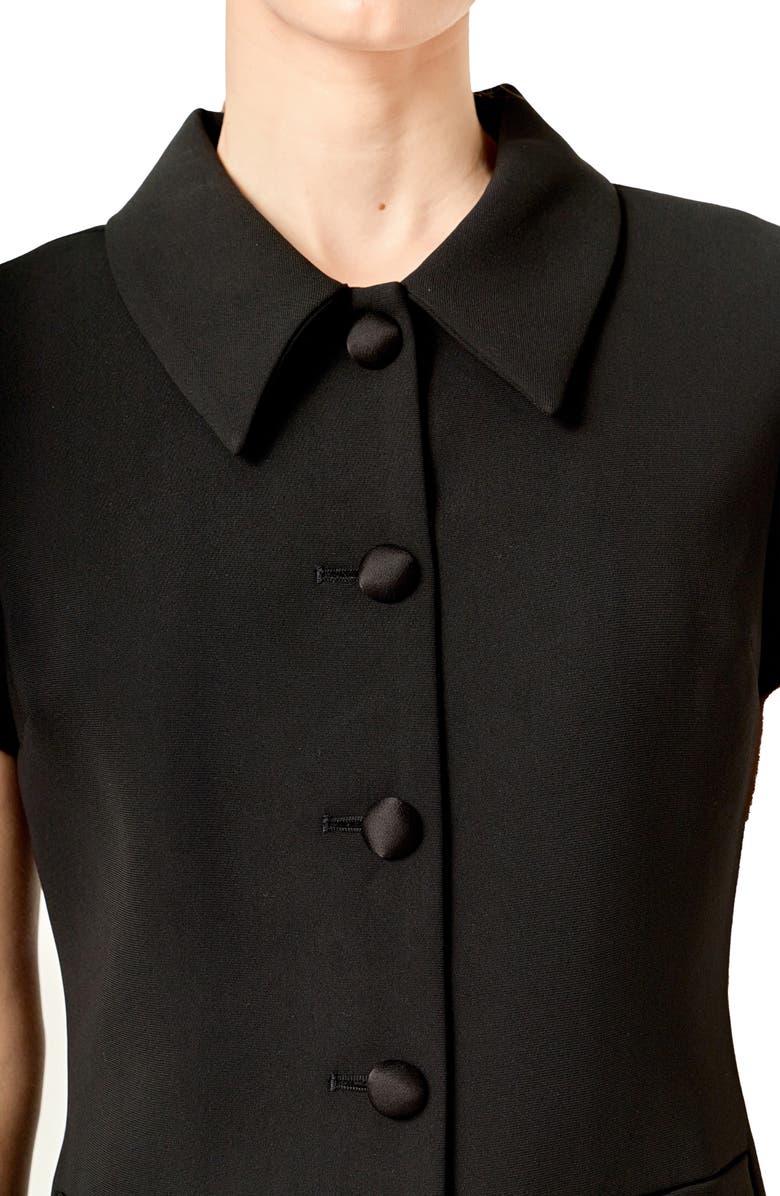 English Factory Velvet Button Mini Shirdress, Alternate, color, Black