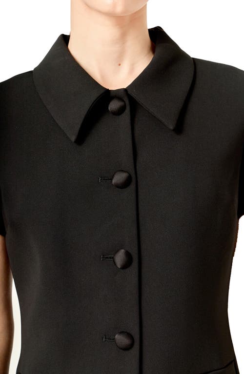 English Factory Velvet Button Mini Shirdress In Black
