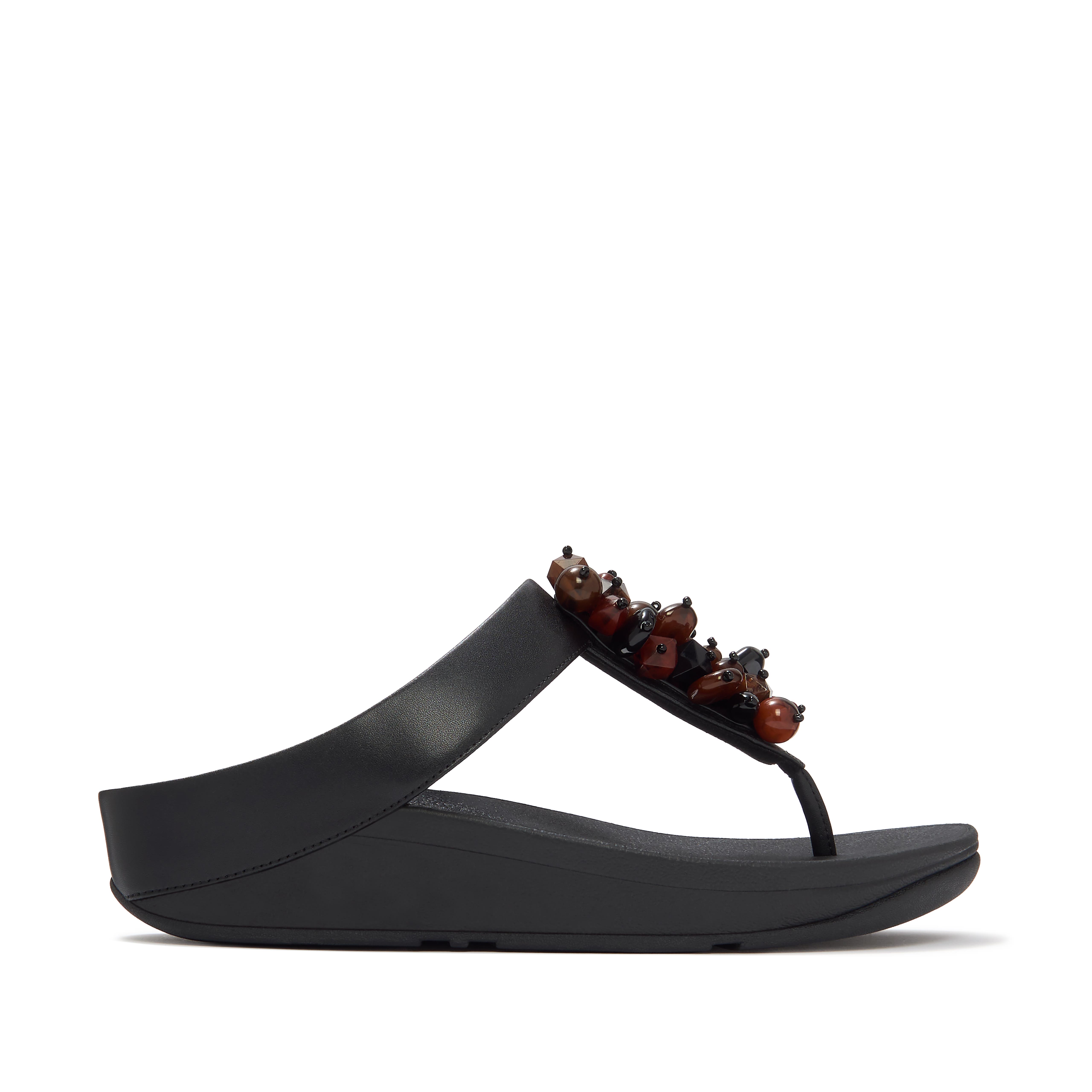 Fino Bead-Cluster Toe-Post, Alternate, color, Black/Brown