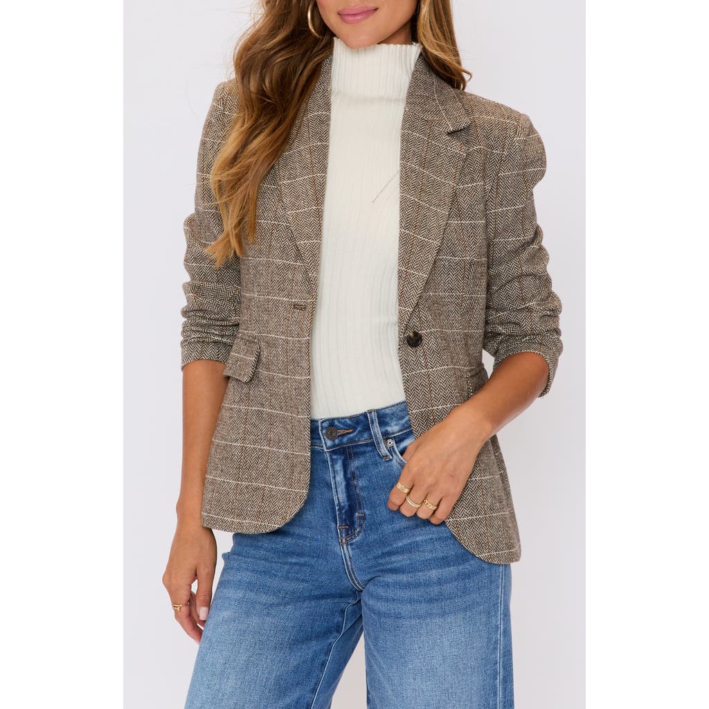 Vici Collection Elodie Plaid One-button Blazer In Brown
