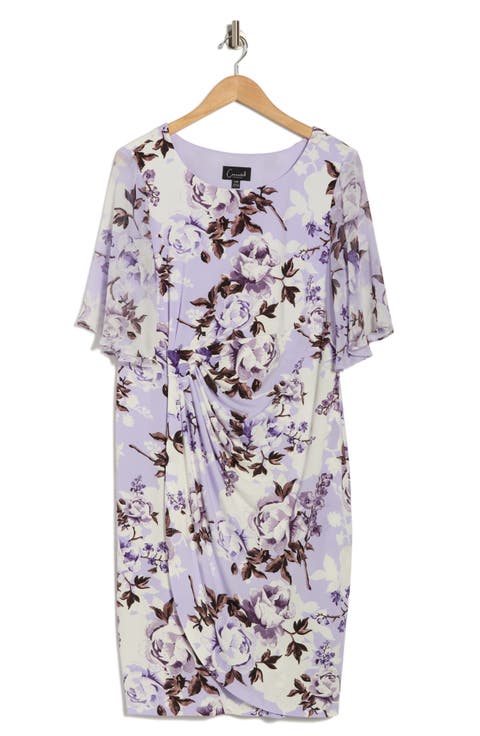 Flutter Sleeve Faux Wrap Dress (Plus)