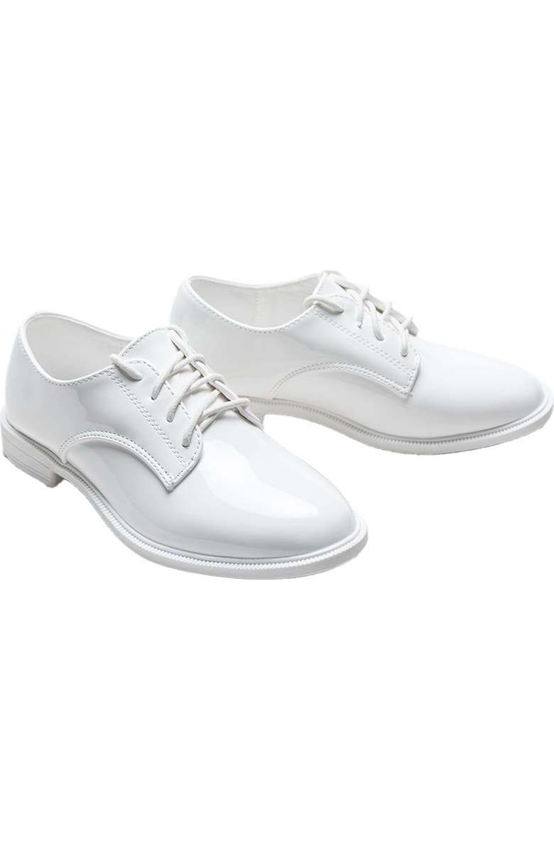 MOUSTACHE Patent Oxford Laced Dress Shoes, Alternate, color, White