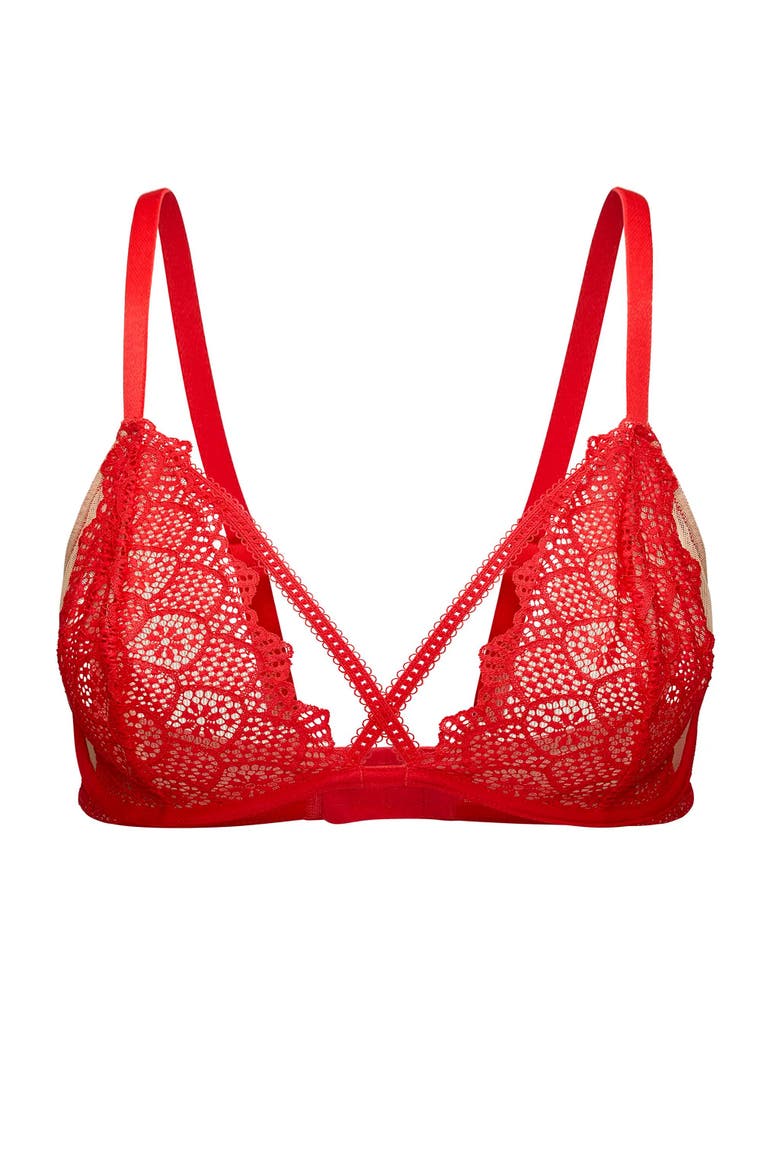 Giudi Unlined Plunge Bra, Alternate, color, Dark red