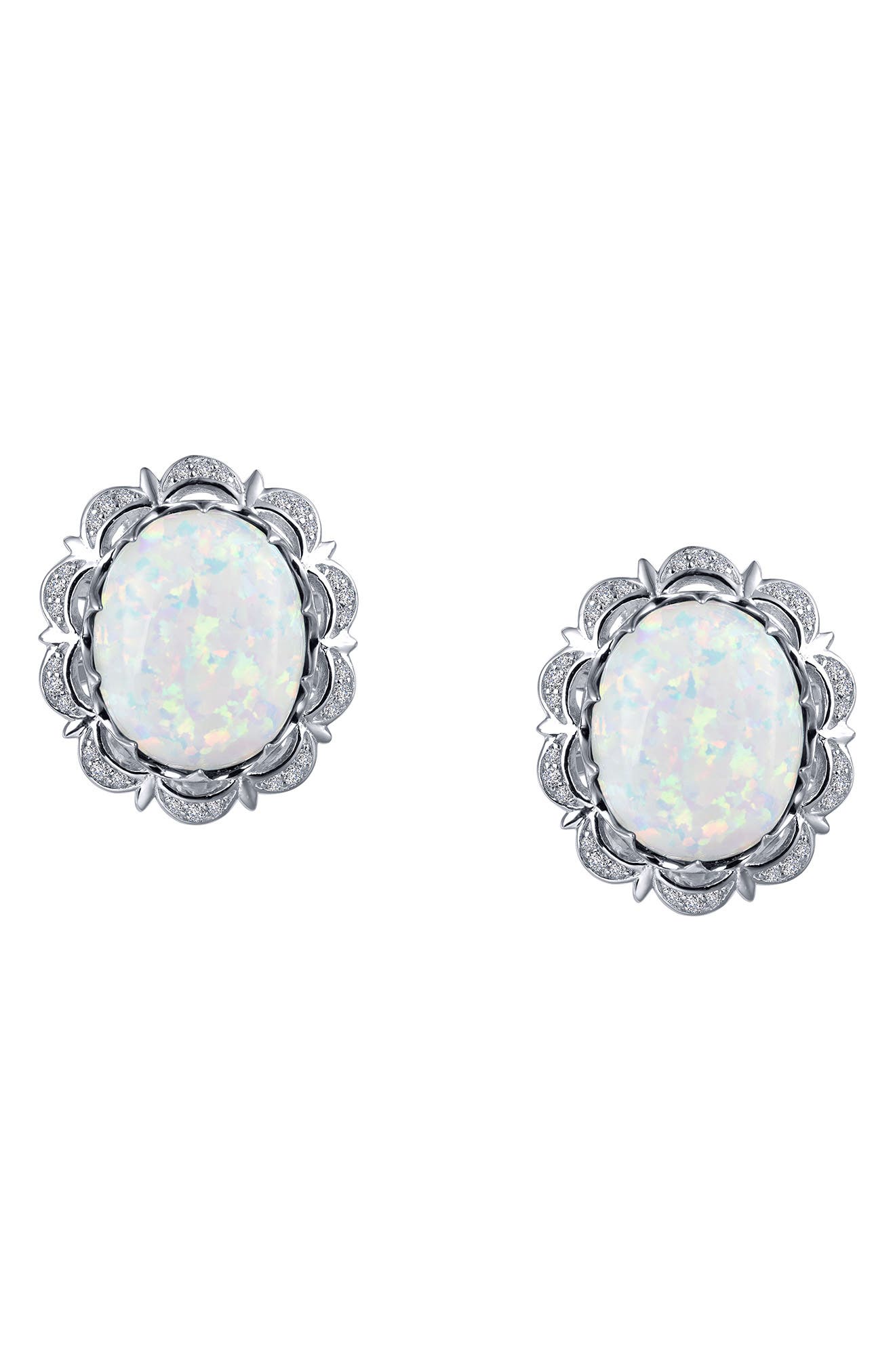 Lafonn Oval Simulated Opal & Simulated Diamond Stud Earrings
