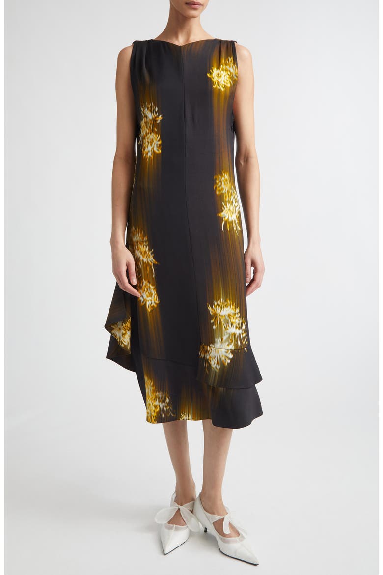 Rhetta Asymmetric Midi Dress, Main, color, BLACK MULTI