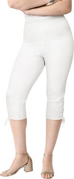 Roaman's Plus Size Comfort Stretch Lace Up Capri Jean
