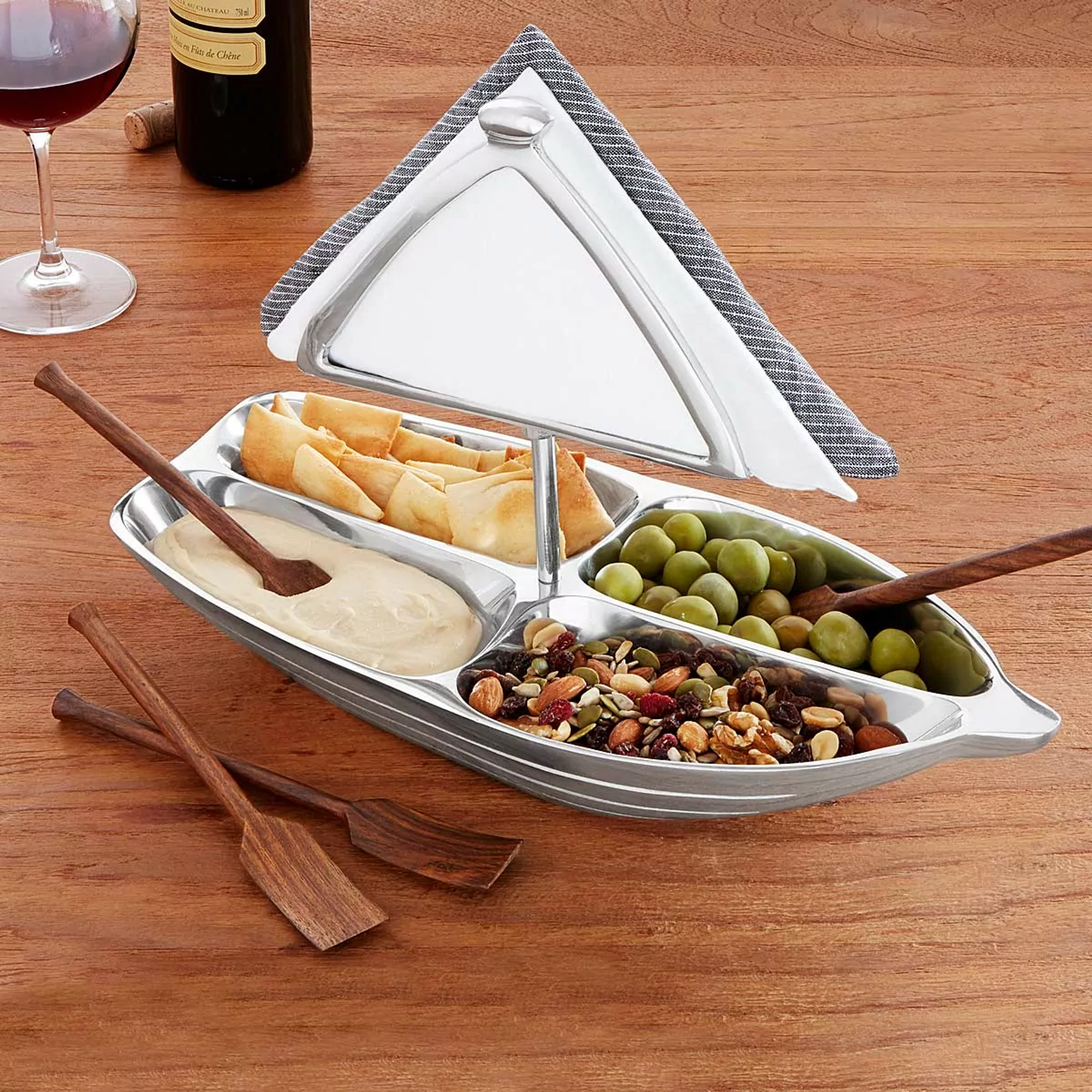 Uncommon Goods Rowboat Serving Bowl with Napkin Holder - Thumbnail 2