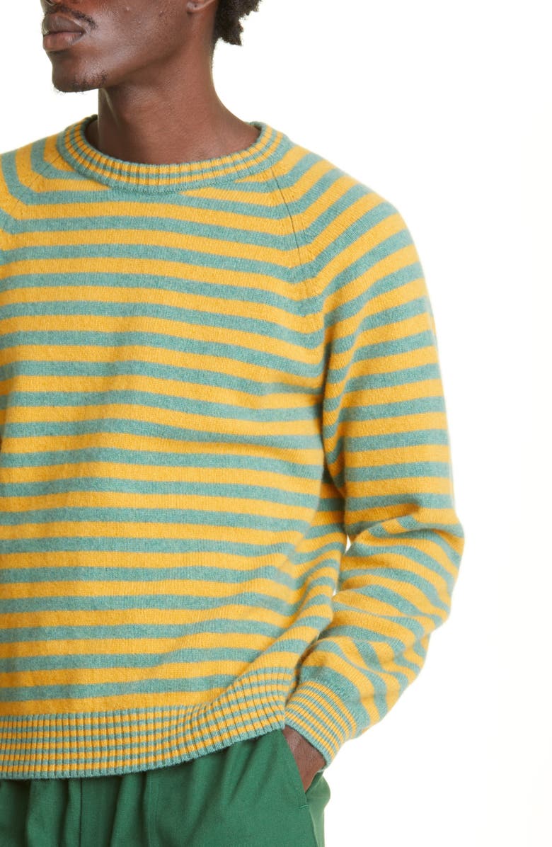 Bode Men's Turmeric Stripe Merino Wool Sweater, Alternate, color, 