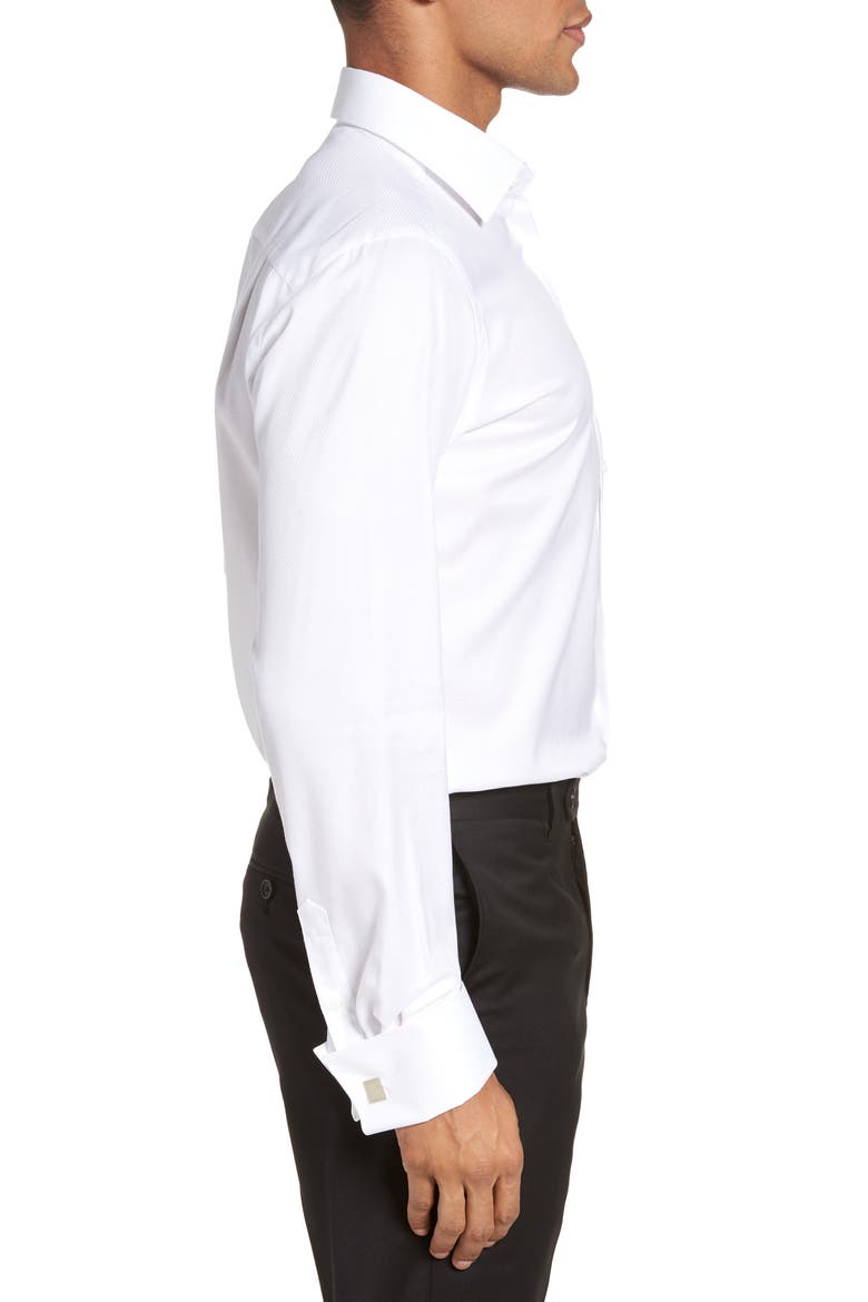 Trim Fit Solid French Cuff Tuxedo Shirt, Alternate, color, WHITE