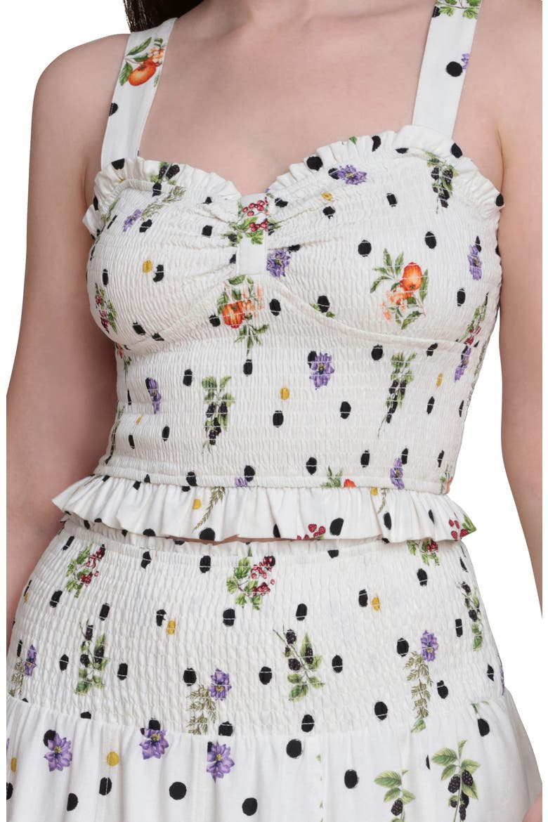 Flower & Polka Dot Smocked Tank, Alternate, color, CREAM SCATTERED BOTANICAL