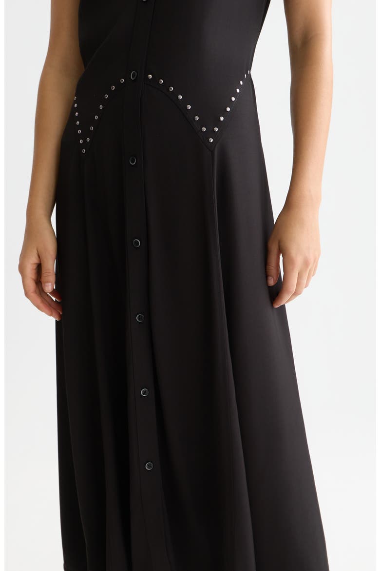 Stud Accent Sleeveless Midi Shirtdress, Alternate, color, METEORITE
