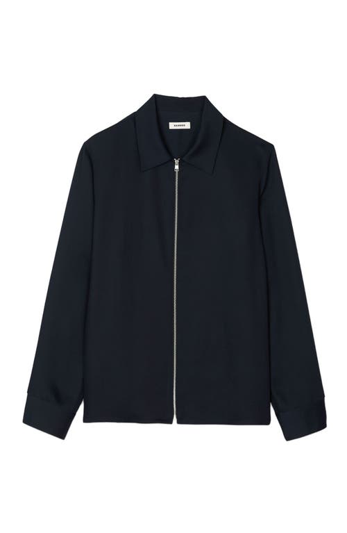 Sandro Chemise Zip Front Shirt Jacket In Midnight Blue