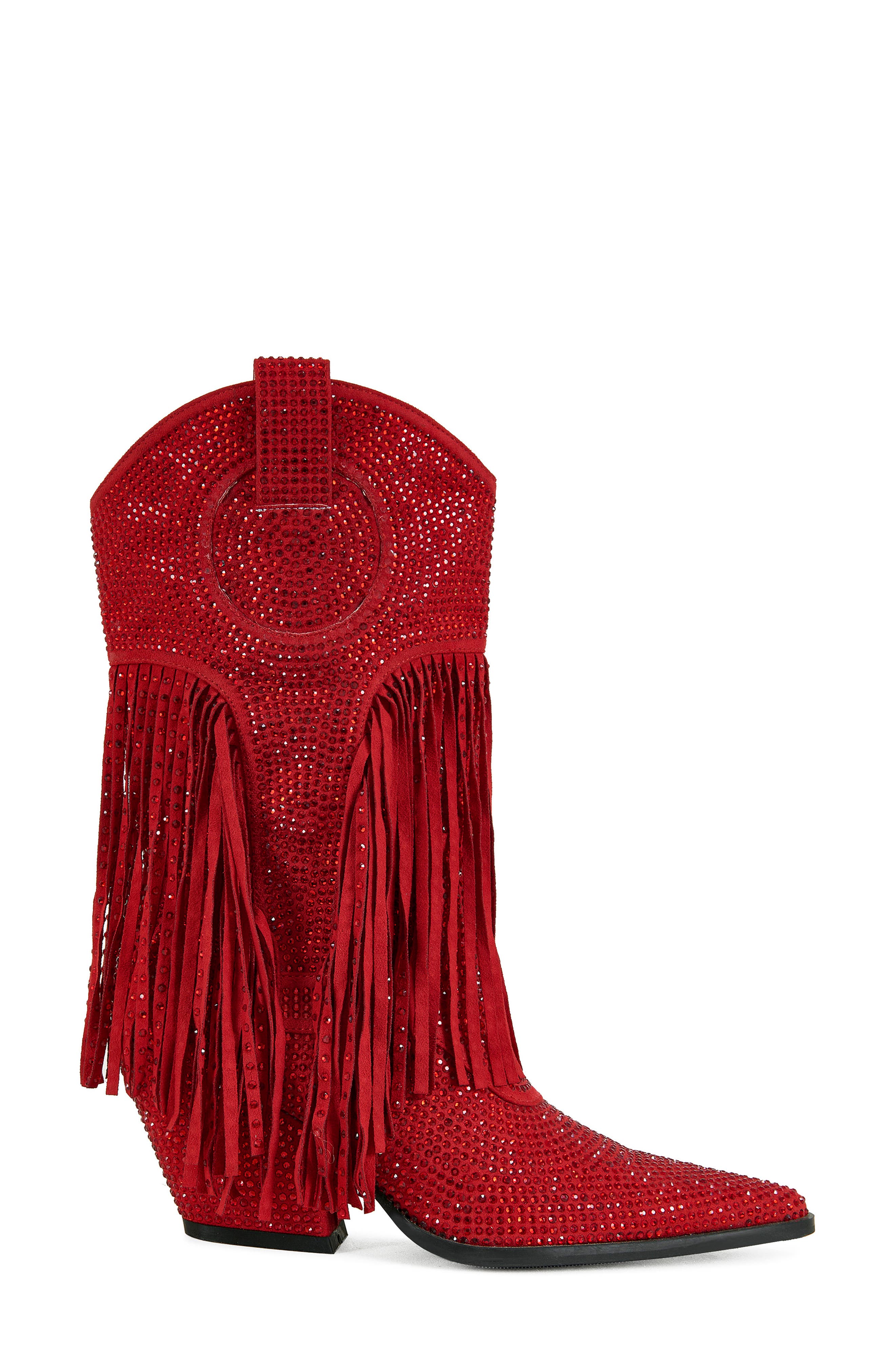 AZALEA WANG Greia Pointed Toe Western Boot, Alternate, color, Red