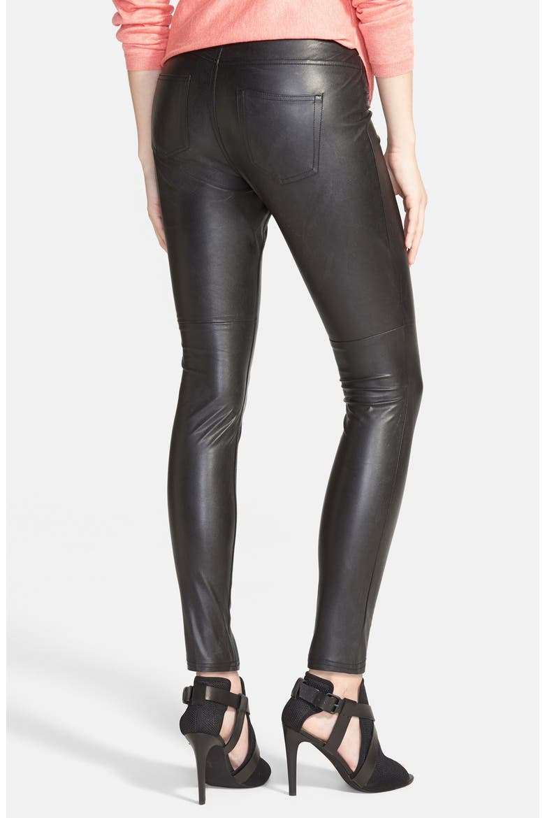 Faux Leather Leggings, Alternate, color, BLACK
