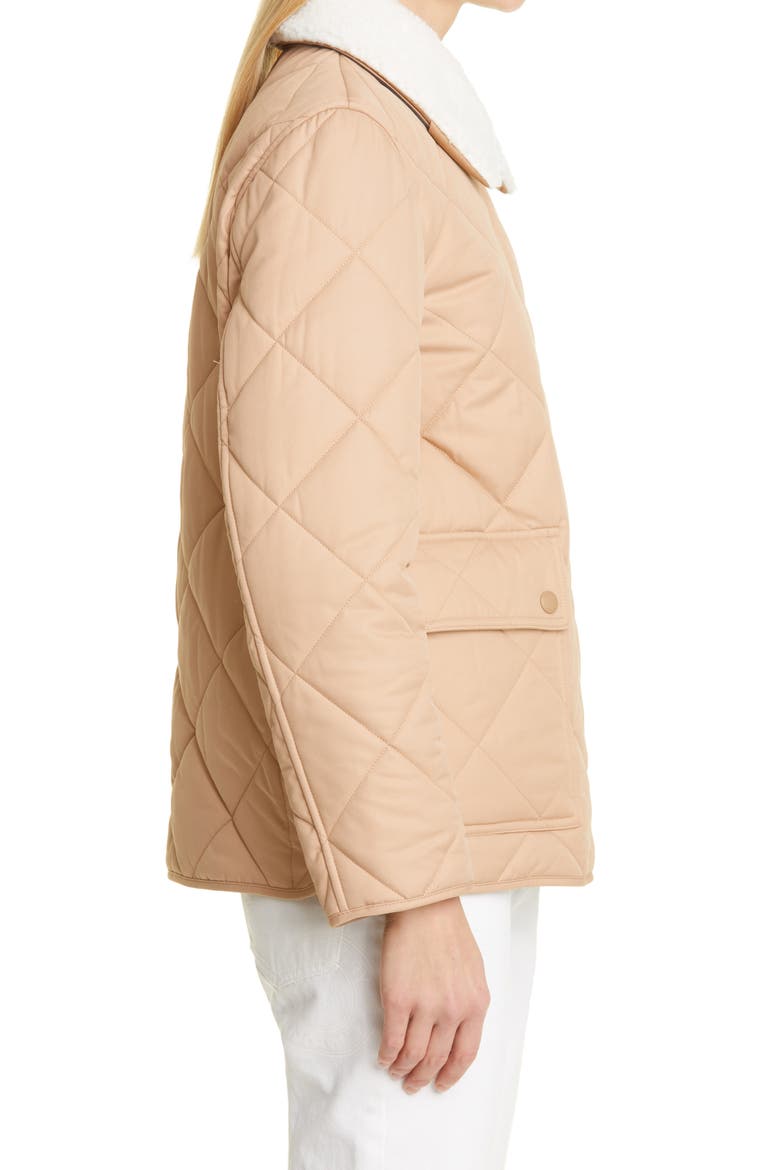 Kemptown Quilted Gabardine Coat with Removable Faux Shearling Collar, Alternate, color, CAMEL
