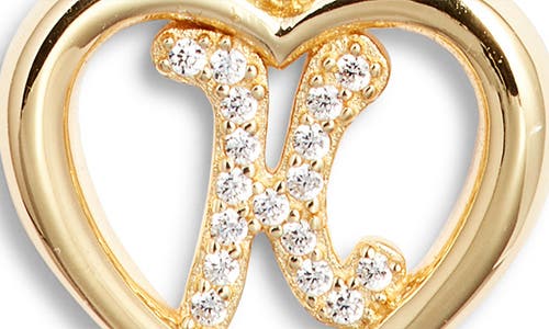 Argento Vivo Sterling Silver Heart Cubic Zirconia Initial Pendant Necklace In Gold