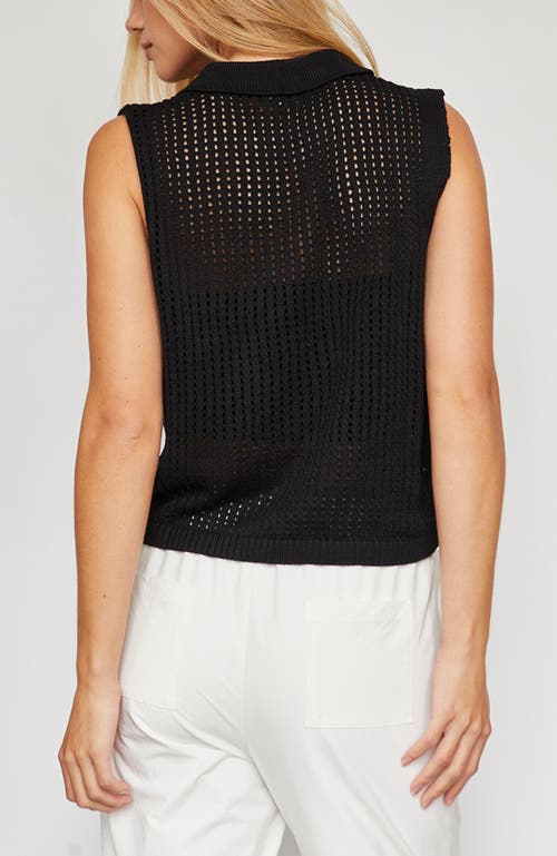 Crescent Netted Knit Top In Black