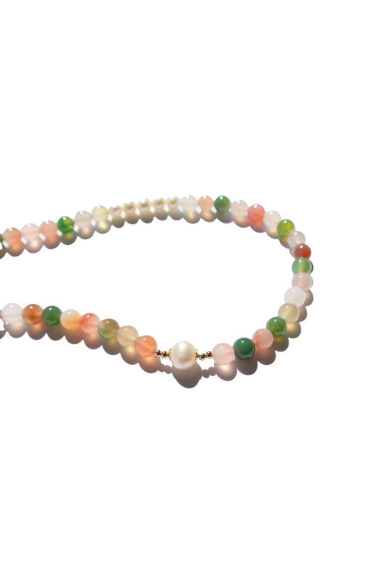 Summer Beaded gemstone & pearl choker necklace, Alternate, color, Multicolor