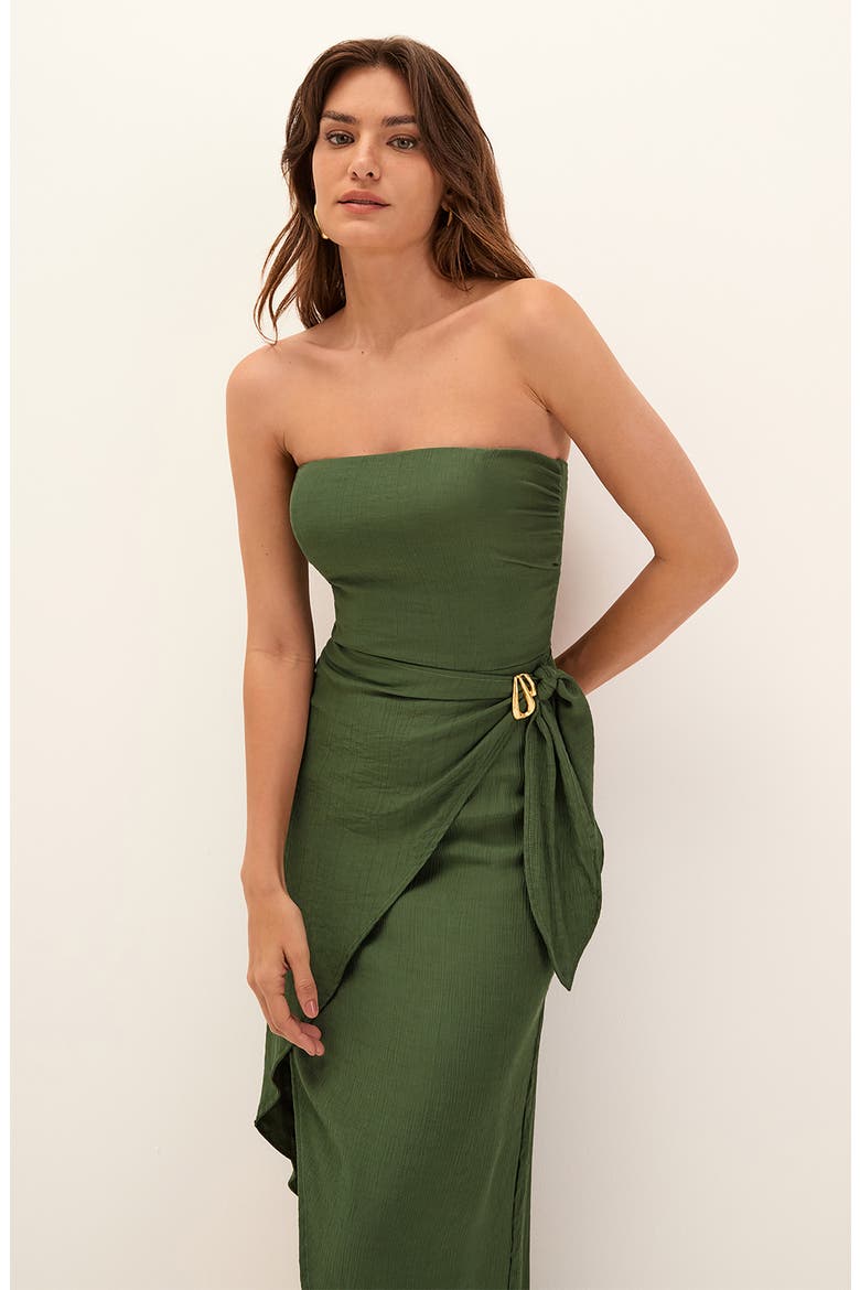 Noa Strapless Cover-Up Midi Dress, Alternate, color, GREEN