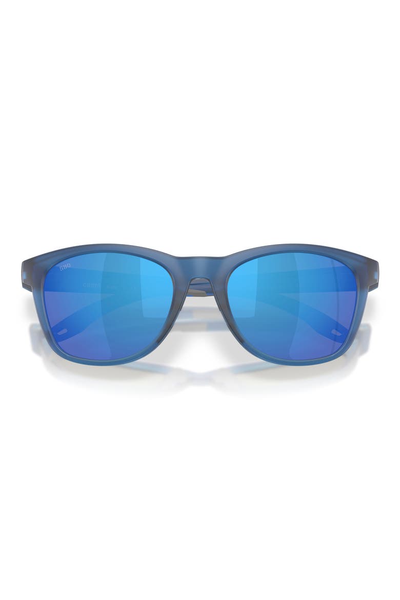 Aleta 54mm Polarized Mirrored Round Sunglasses, Alternate, color, TRANSLUCENT BLUE / BLUE 580G