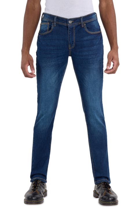 Saddle Stitch Stretch Straight Leg Jeans