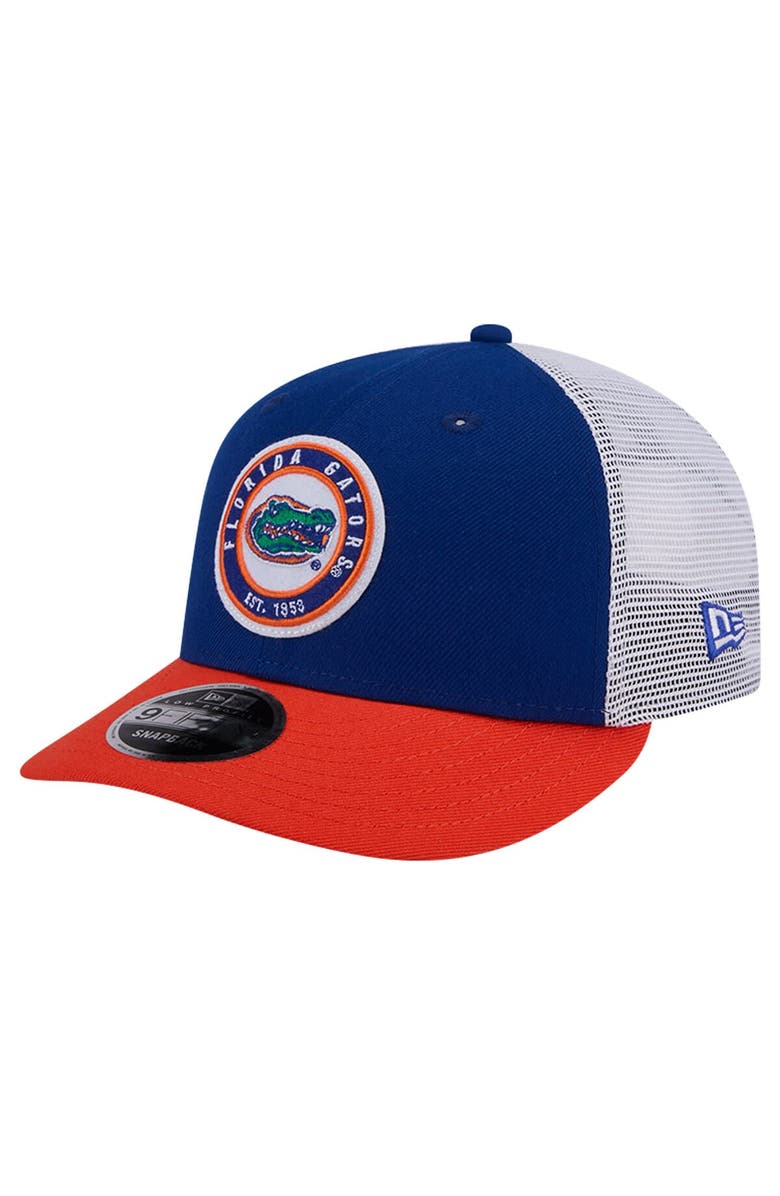 New Era Men's New Era Royal Florida Gators Throwback Circle Patch 9FIFTY Trucker Snapback Hat, Main, color, 
