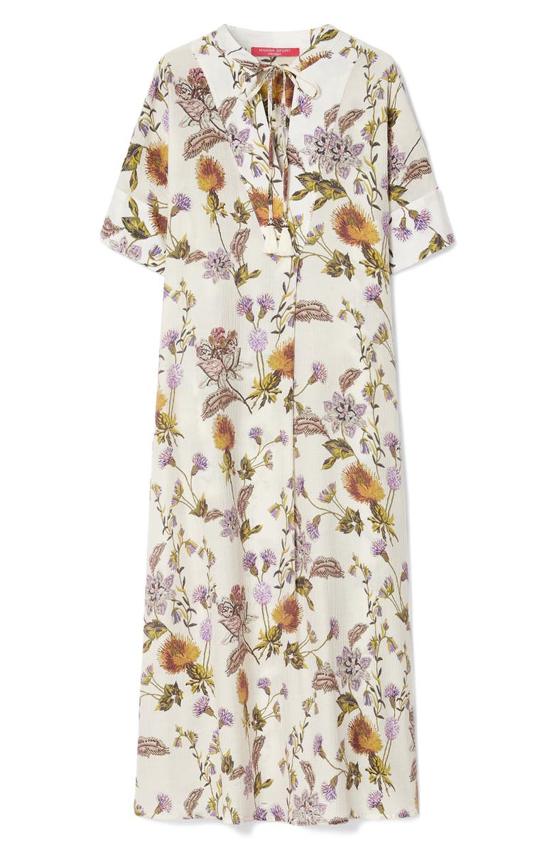 Marina Rinaldi Otto Floral Crepe Dress, Alternate, color, White