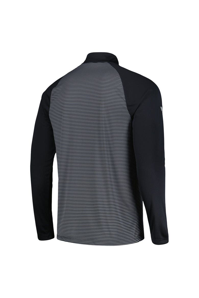 Men's Levelwear Black San Francisco Giants Charter Striped Raglan Quarter-Zip Top, Alternate, color, Black