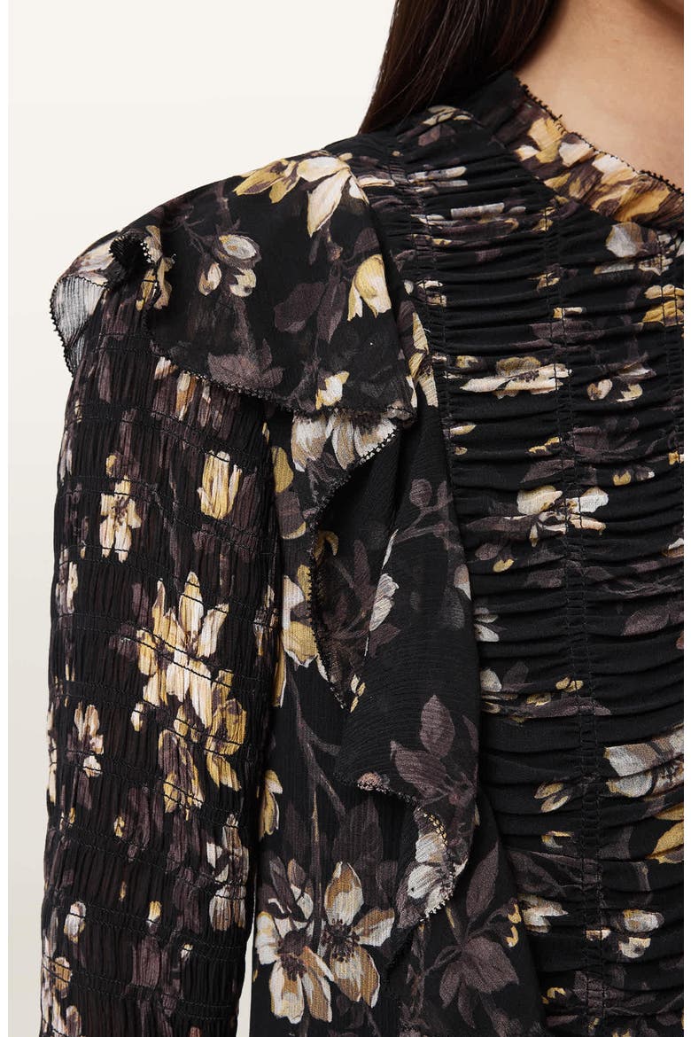 Portia Floral Long Sleeve Dress, Alternate, color, VINE BLACK