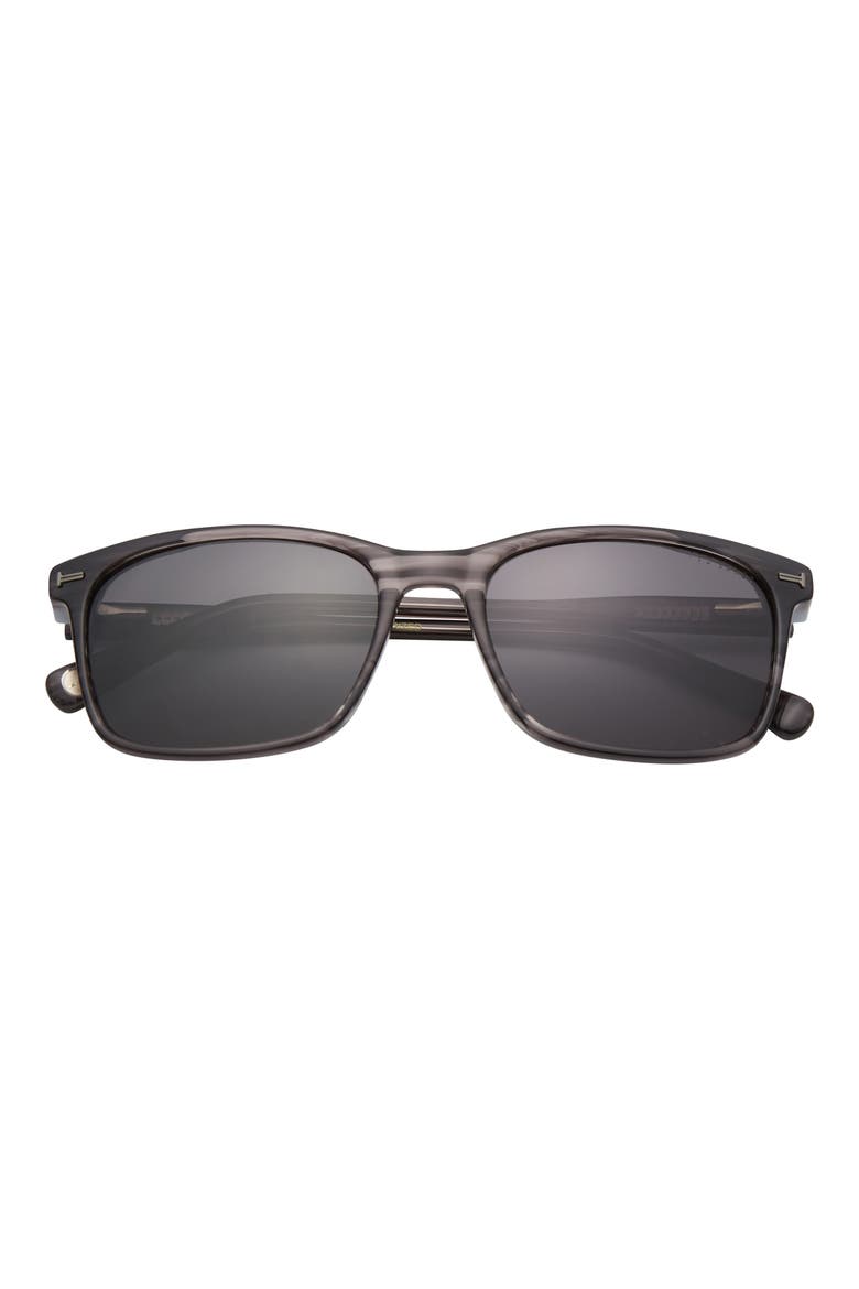 56mm Polarized Rectangular Sunglasses, Main, color, GREY