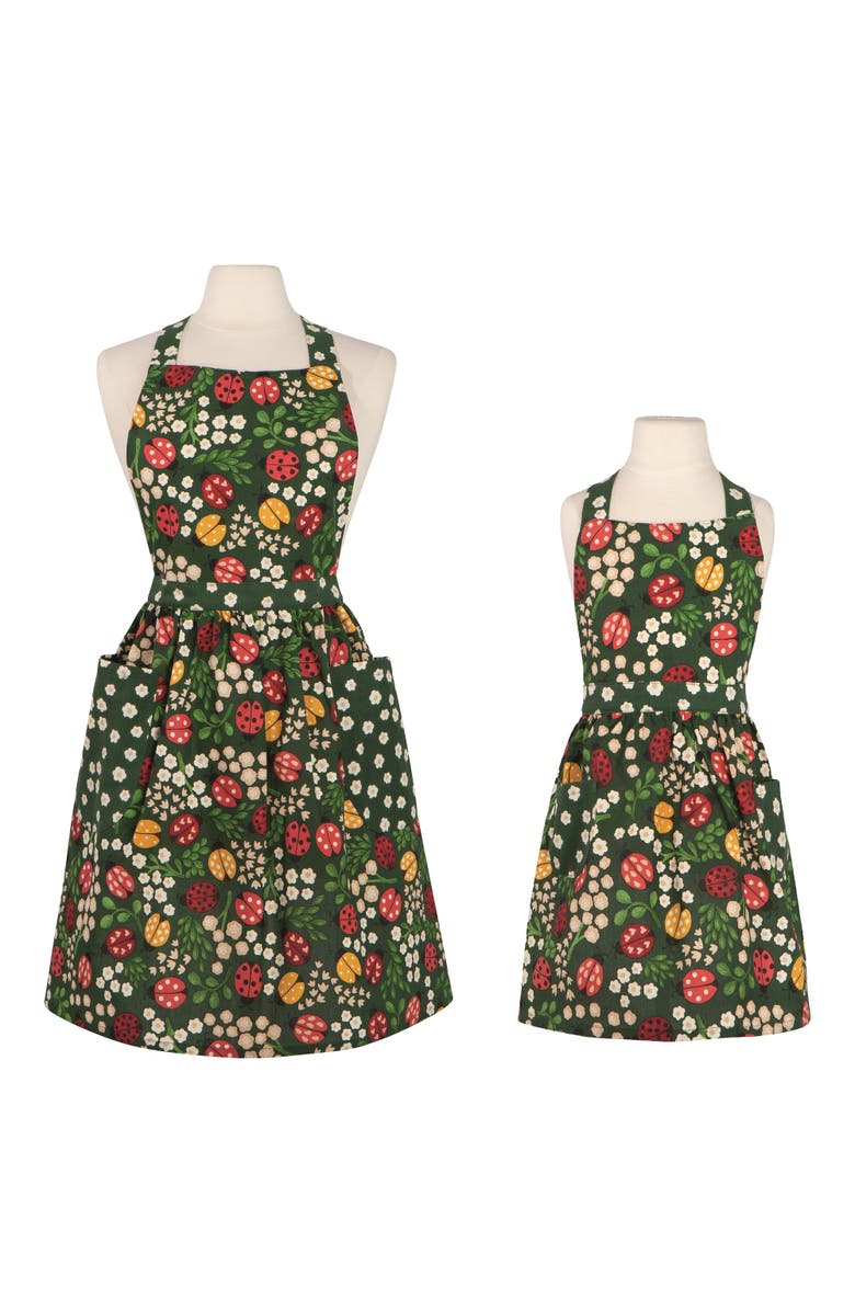 Danica Brands Ladybugs Apron Set, Main, color, Green