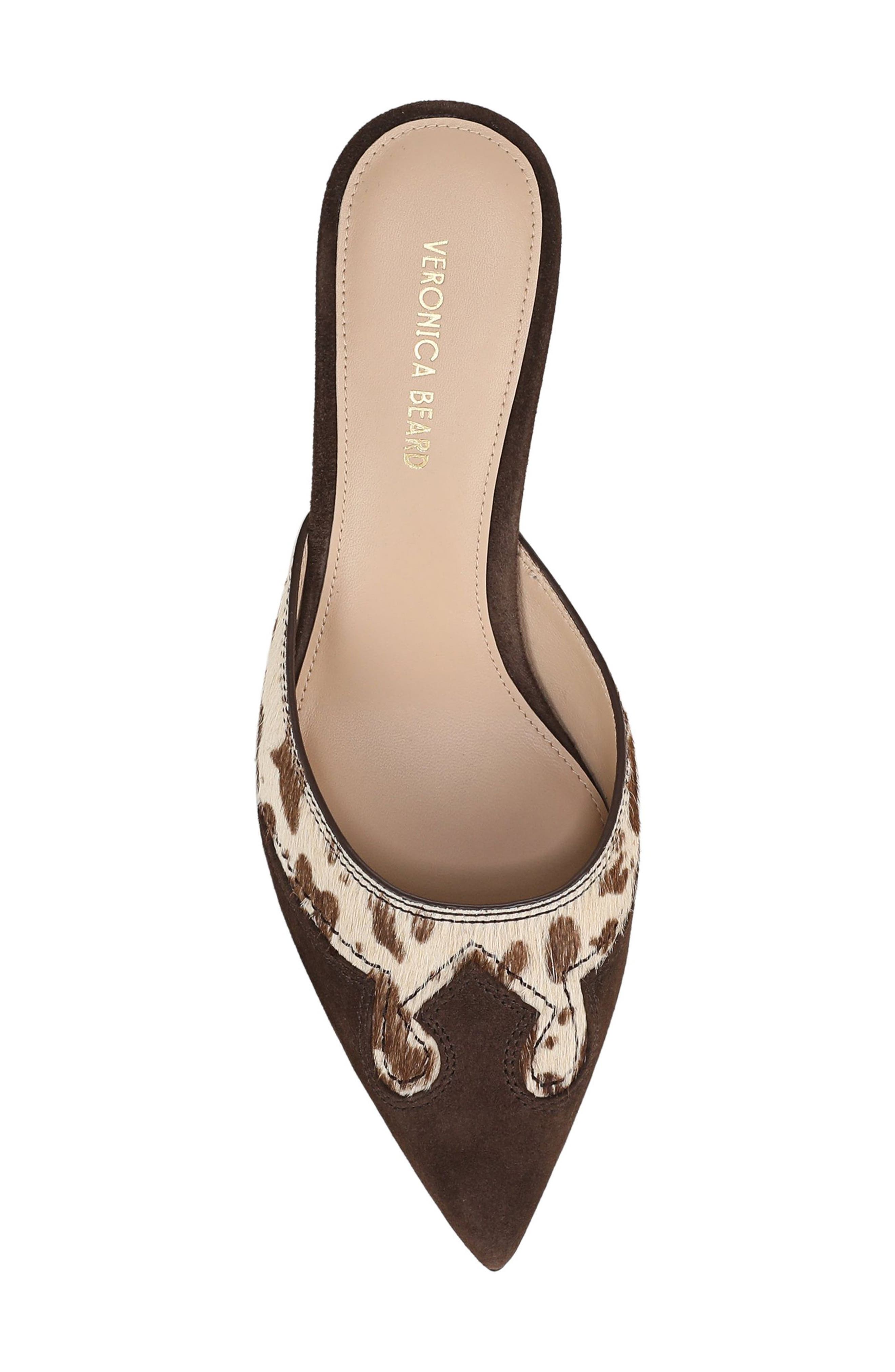 Lisa Pointed Toe Heeled Mule, Alternate, color, BROWN MULTI CALF HAIR