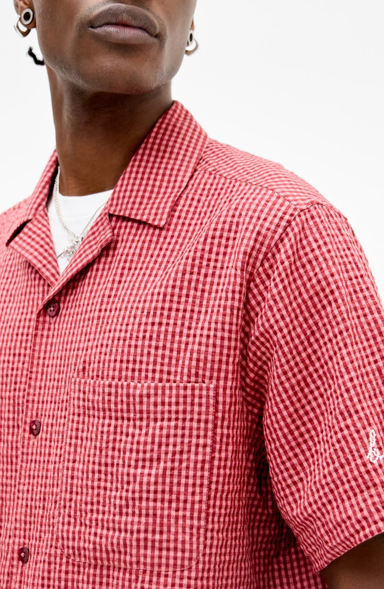 BDG Urban Outfitters Gingham Check Seersucker Camp Shirt, Alternate, color,