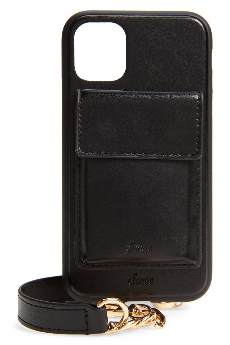 Tres iPhone 11, 11 Pro & 11 Pro Max Crossbody Case, Main, color, BLACK