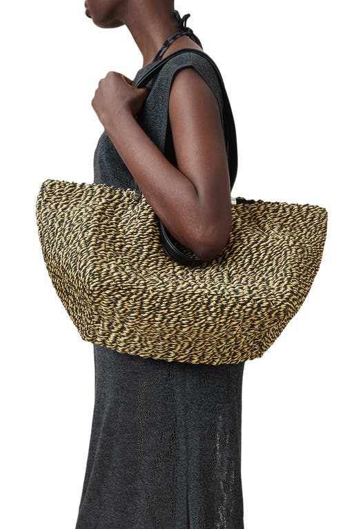 Allsaints Womens Black/natural Allington Straw Tote Bag In Black/natural