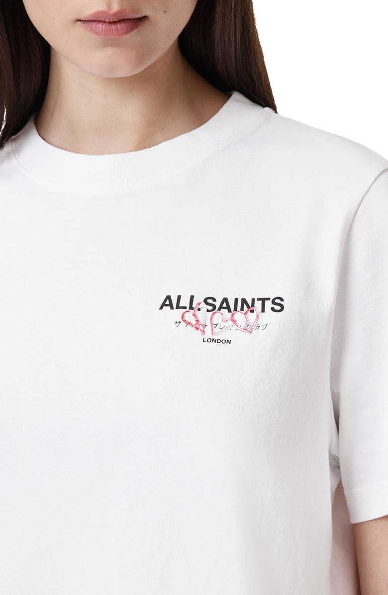 AllSaints Amoré Lisa Heart Embroidered Cotton Graphic T-Shirt, Alternate, color, 