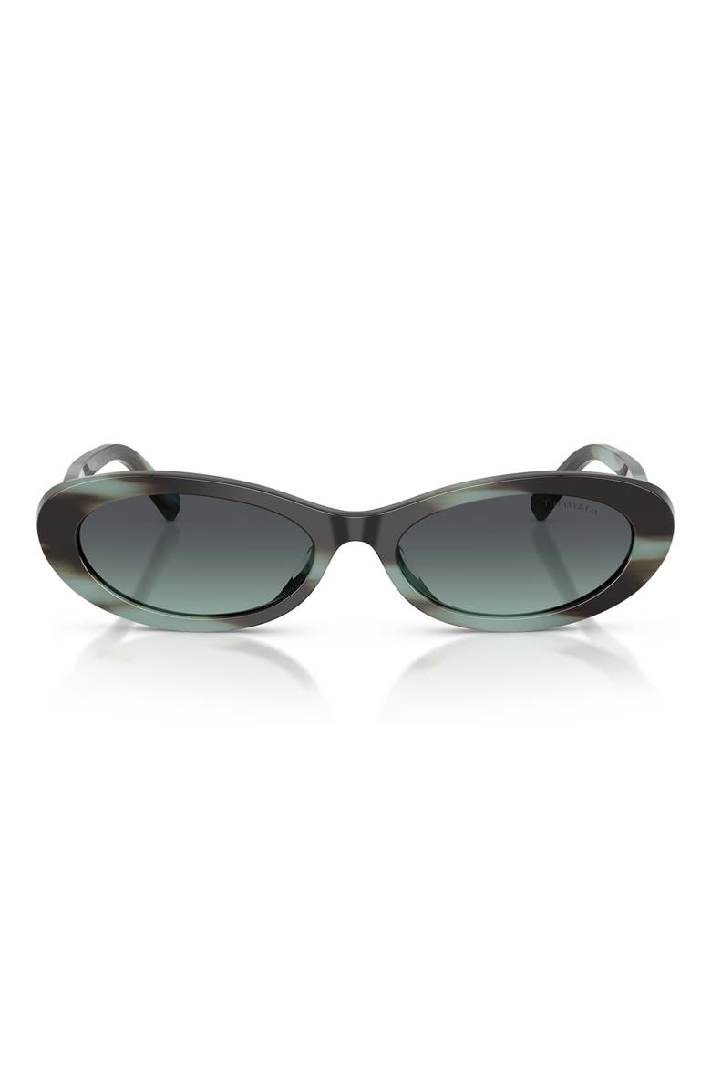56mm Oval Sunglasses, Main, color, STRIPED BLACK TIFFANY / AZURE